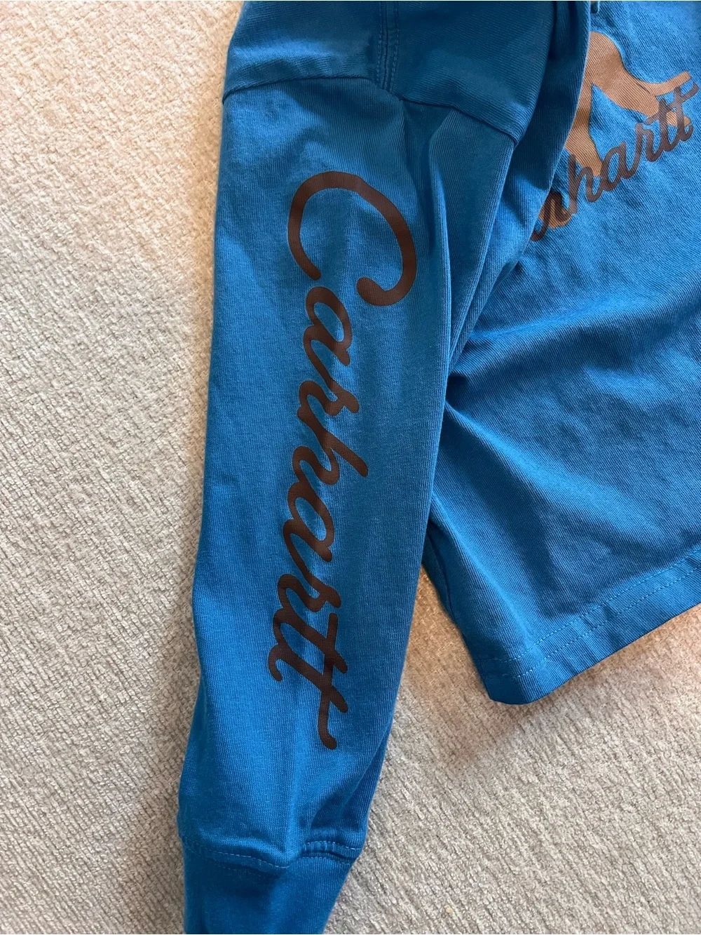 Carhartt Kids' Dark Blue Long-Sleeve Pocket Tee with Sleeve Script